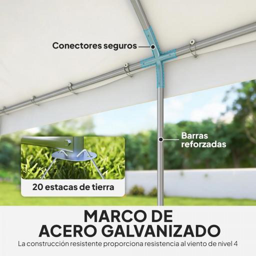 Carpa para Fiestas 4x6 m Carpa de Jardín con Paredes Extraíbles 2 Puertas y Ventanas UPF30+ para Boda Camping Blanco [7]