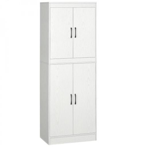 Alacena de Cocina Mueble Auxiliar con 4 Puertas y 5 Estantes Abiertos 60x36x168 cm Blanco [8]