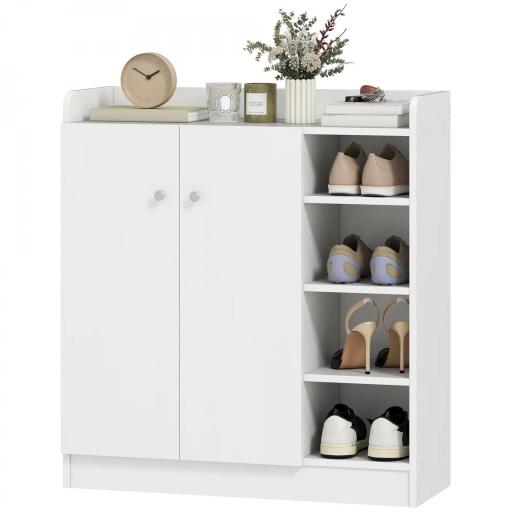 Mueble Zapatero de 2 Puertas Zapatero Estrecho con Estantes Ajustables para 12 Pares de Zapatos para Pasillo Entrada 83x30x90 cm Blanco [9]