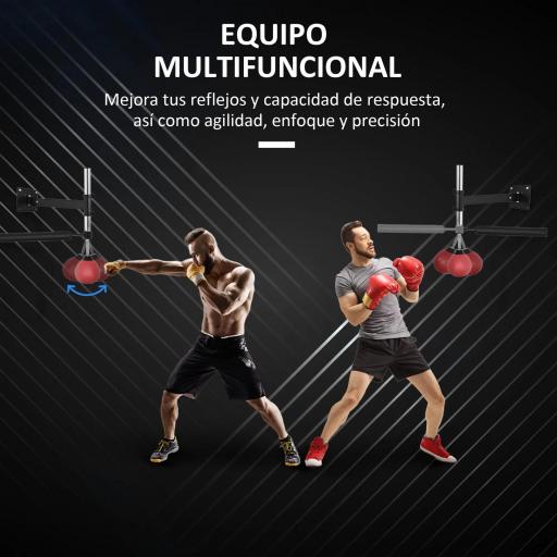 Bola de Velocidad de Boxeo Montado en Pared Altura Ajustable con Barra Giratoria e Inflador Punching Ball para Adultos y Adolescentes 79x72x20 cm Negro y Rojo [3]
