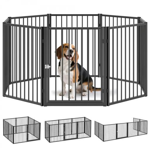 Parque para Perros de 8 Paneles 60x76 cm Corralito para Perros Pequeños y Medianos para Interior y Exterior Negro [9]