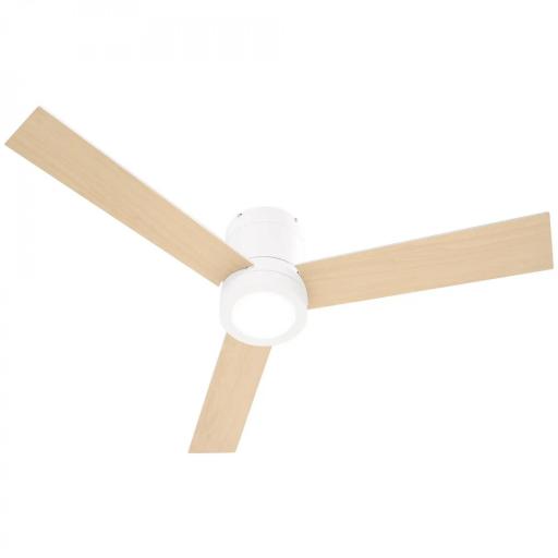 Ventilador de Techo Motor AC 48W con Luz LED Mando a Distancia 3 Velocidades y 3 Aspas de Madera Ø112x25 cm Blanco [8]