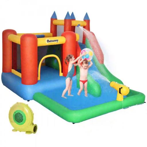 Castillo Inflable para Niños +3 Años con Tobogán Trampolín Piscina y Bolsa de Transporte 330x245x215 cm Multicolor [9]