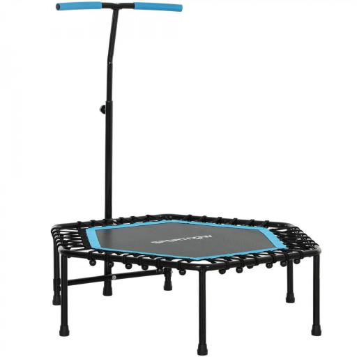 Trampolín de Fitness 114x114x132 cm con Mango Ajustable de 3 Niveles y Marco de Acero Azul [9]