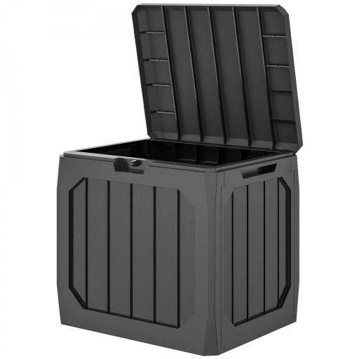Baúl de Almacenaje Exterior de Plástico Capacidad 121L con 2 Asas y Tapa Bloqueable Impermeable 56x45x53 cm Negro [9]