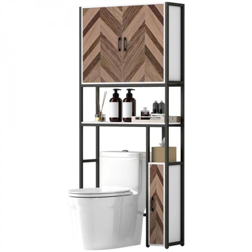 Mueble sobre Inodoro Armario sobre Inodoro con Estantes Ajustables y Compartimento Abierto 79,5x23x178 cm Multicolor [9]