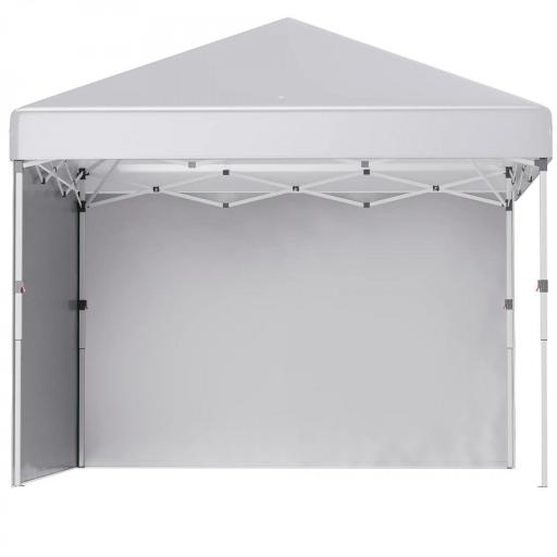 Carpa Plegable Pop-up 3x3 m con 2 Paredes Laterales Anti-UV Altura Ajustable Sacos de Arena y Bolsa de Transporte Blanco [9]