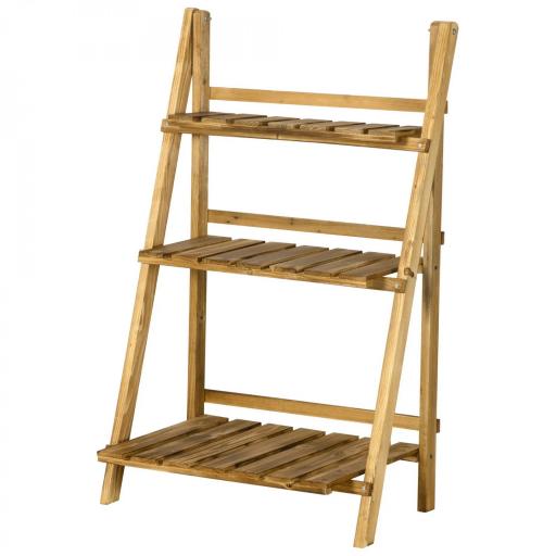 Soporte para Plantas de Madera de 3 Niveles Estantería para Plantas Plegable Soporte para Macetas 60x37x93 cm Natural [8]