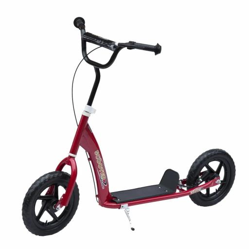 Patinete para Niños de 5-12 Años Scooter de 2 Ruedas Grandes de 12 Pulgadas con Freno y Manillar Ajustable en Altura Carga Máx. 50 kg 120x52x80-88 cm Rojo [8]