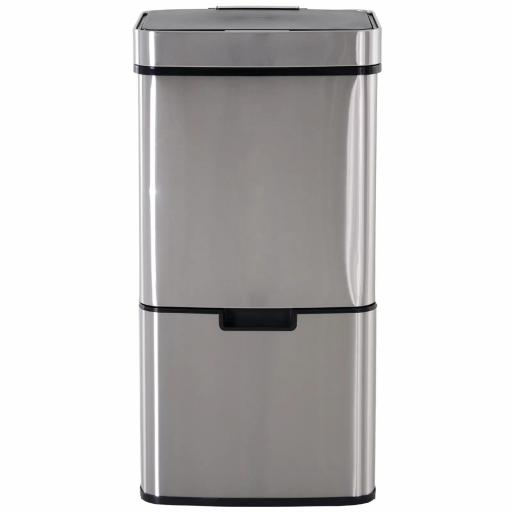 Papelera de Cocina 72L con Sensor Detector de Movimiento Apertura Automático y 3 Compartimentos 42x30x81 cm Gris [8]