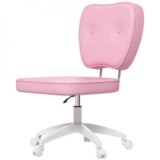 Silla de Oficina Giratoria Tapizada en PU con Altura Ajustable sin Brazos Carga 120 kg 46x59x82-92 cm Rosa [9]