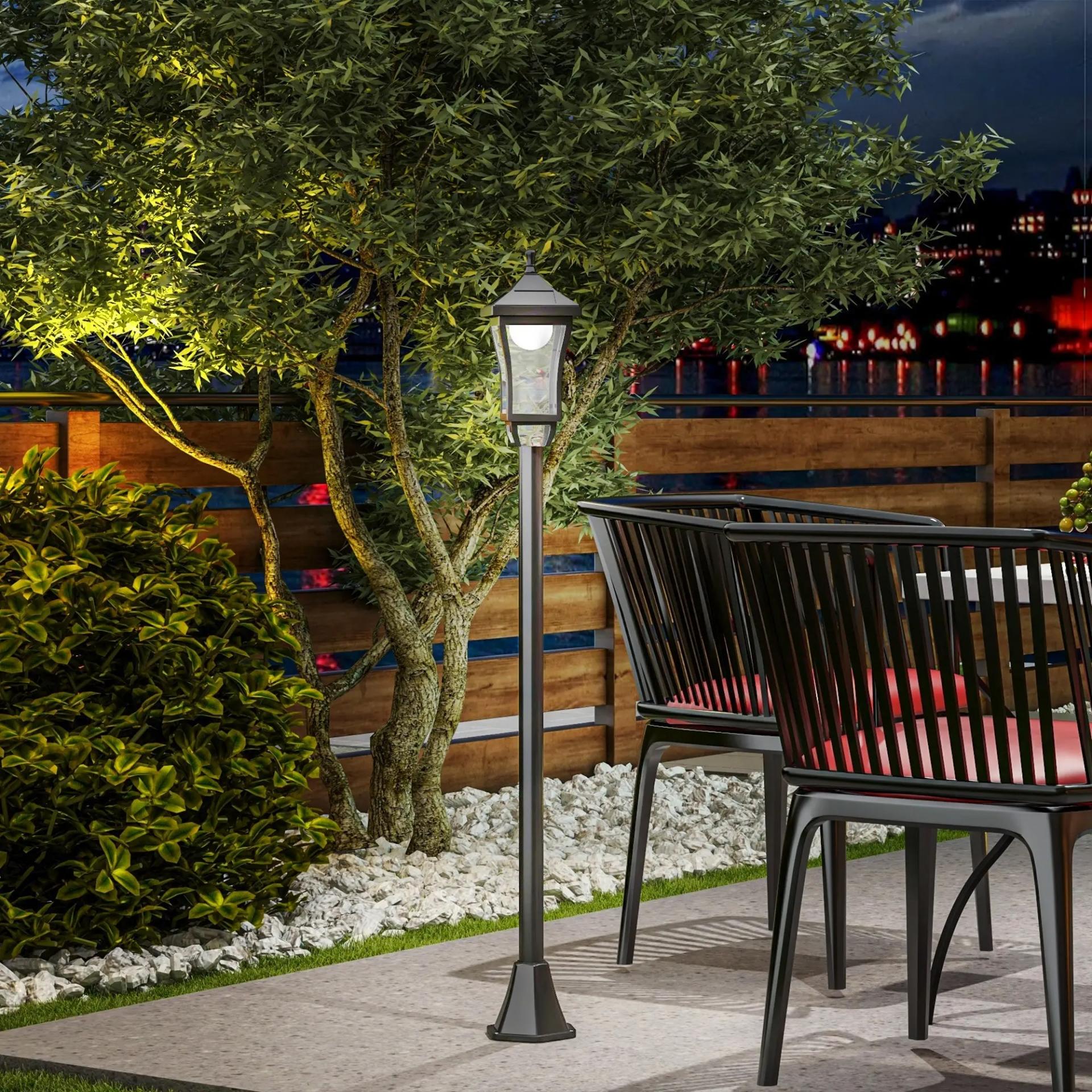 Farol Solar de Jardín con 6h de Autonomía y Anclaje de Suelo Farol de Exterior en ABS y Policarbonato Ø15x127 cm Negro