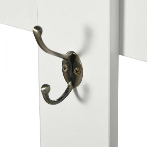 Recibidor con Espejo Perchero y Zapatero Muebles de Entrada con 6 Ganchos y Estantes para 8 Pares de Zapatos Blanco [7]