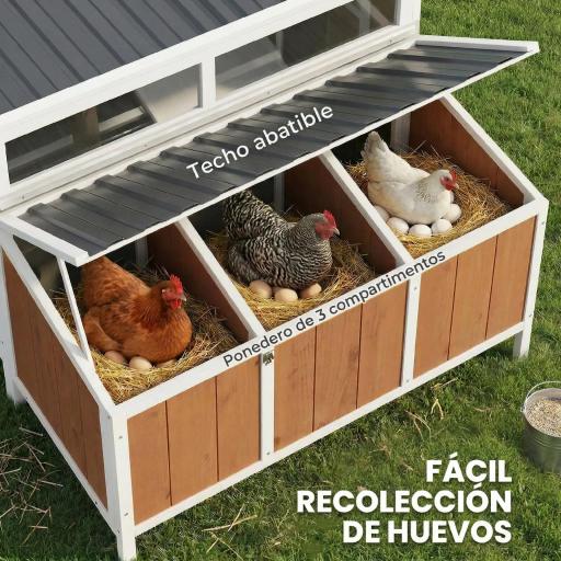 Gallinero para Exterior de Madera 145x90x92 cm para 2-4 Gallinas con Nido Casa Lateral Bandeja Extraíble Marrón Claro [4]