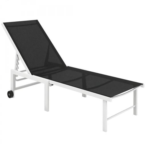 Tumbona Reclinable de Jardín Exterior con Ruedas Respaldo Ajustable en 5 Posiciones y Marco de Acero 166x60x84 cm Gris [9]