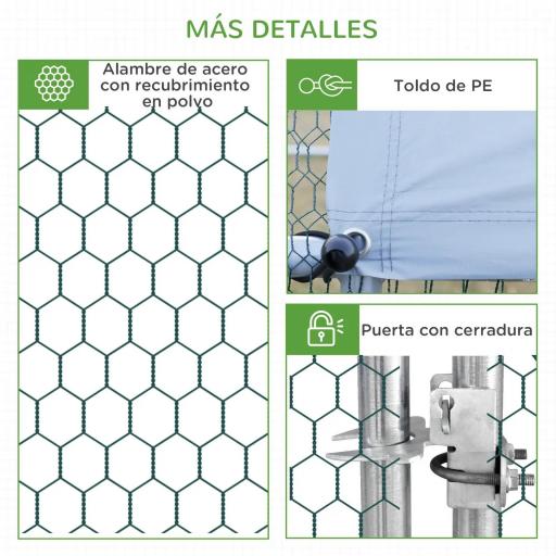 Gallinero para Exterior Jaula para Gallinas de Acero Galvanizado con Cubierta de PE y Cerradura 3x6x2 m Plata [1]
