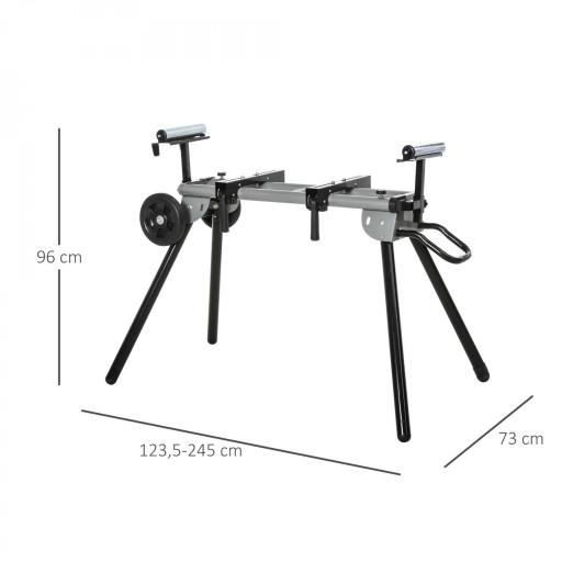 Soporte Universal para Sierra Ingletadora Plegable con Distancia de Trabajo Ajustable Fácil de Transportar y Almacenar 123,5-245x73x96 cm Negro [1]