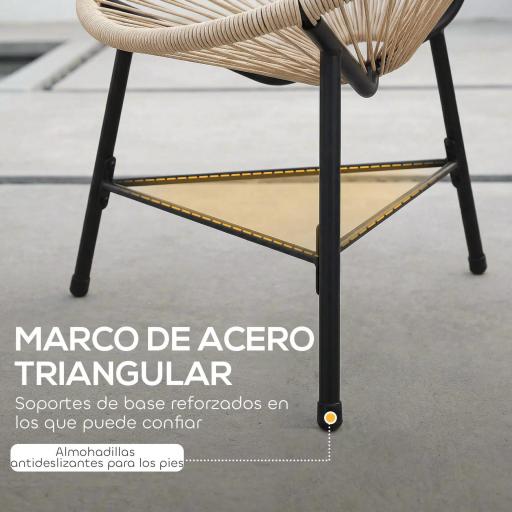 Conjunto de 2 Sillas Acapulco de Jardín de Ratán Sintético Sillas para Exterior con Estructura de Acero Natural [3]