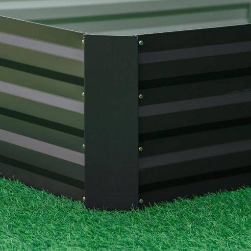 Jardinera Elevada de Acero Galvanizado Rectangular para Exteriores con Fondo Abierto 241x90,5x30 cm Gris [5]