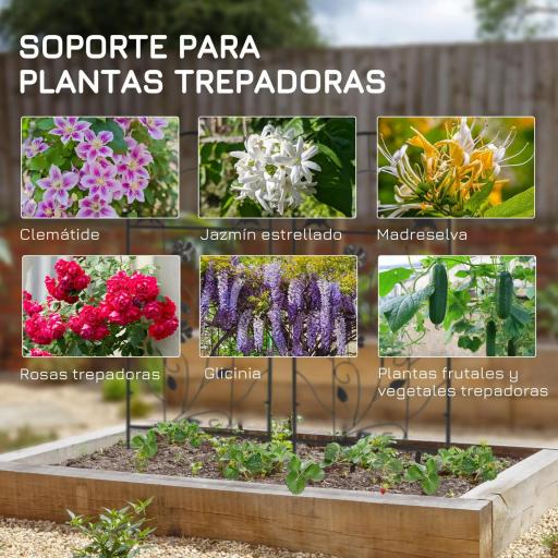 Juego de 2 Enrejados de Jardín Soportes para Enredaderas de Acero para Flores Plantas en Patio 38x98 cm Negro [3]