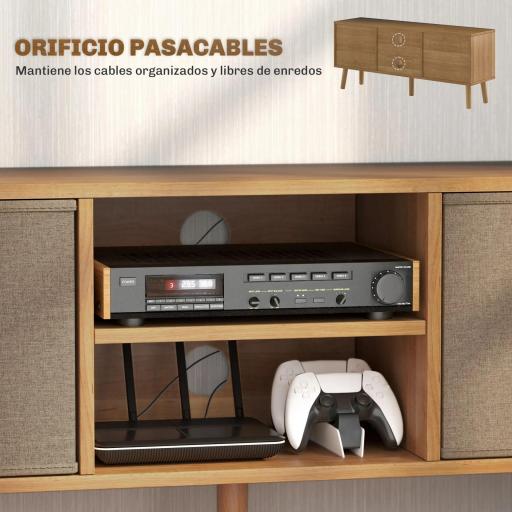 Mueble de TV para Televisores de hasta 50 Pulgadas con 2 Cajones de Tela y Estantes Abiertos Madera y Marrón [5]
