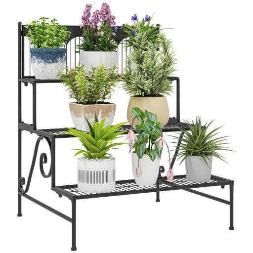 Soporte para Plantas de Tres Niveles con Diseño en Escalera y Estructura Metálica Resistente para Interior y Exterior [6]