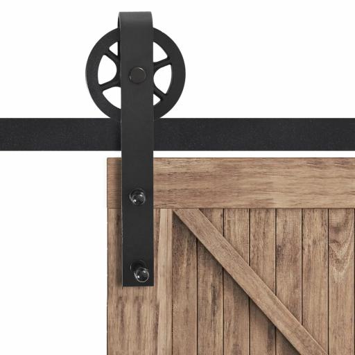 Herraje Puerta Corredera 200 cm Kit de Puerta Corredera de Madera Acero al Carbono Baño Cocina Dormitorio Negro [6]