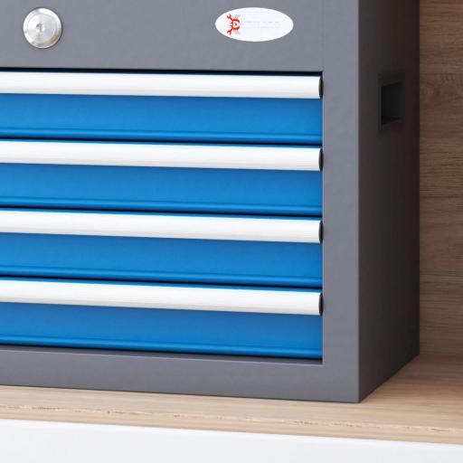 Caja de Herramientas Metálica con Cerradura 4 Cajones y Bandeja Superior Asa Lateral 20Kg Capacidad 45x24,5x32,5 cm Gris [9]