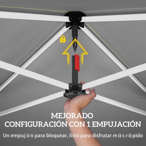 Carpa Plegable Pop-up 3x3 m con Pared Lateral UPF50+ Altura Ajustable Empuje Central Bolsa de Transporte Verde [3]