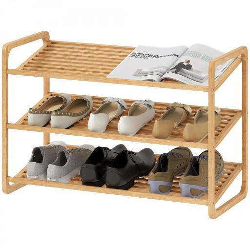 Estantería para Zapatos de Bambú para 12 Pares de Zapatos Estantería para Entrada Dormitorio 76x33x50,8 cm Natural [8]