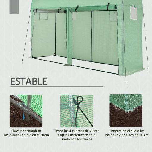 Invernadero de Exterior 300x100x200 cm Invernadero de Jardín Invernadero con 4 Ventanas 2 Puertas Cubierta de PE 140g/㎡ y Marco de Acero para Cultivos Plantas Flores Verde [4]