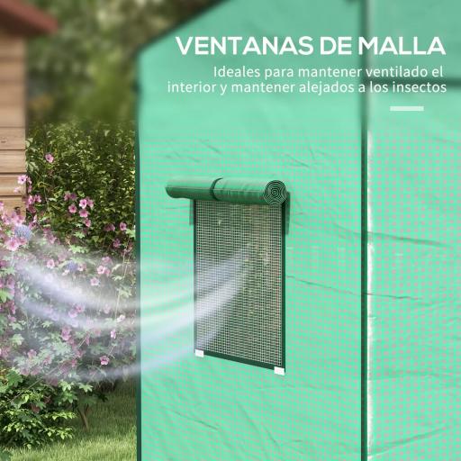 Invernadero de Exterior con Ventanas de Malla y Puerta con Cremallera para Cultivar Plantas Flores 196x77x197 cm Verde [7]
