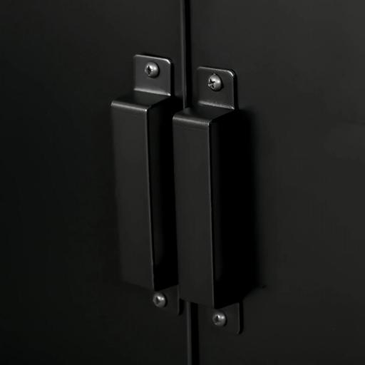Armario Metálico con Doble Puerta y 2 Baldas Ajustables Mueble Multiusos para Oficina Salón Dormitorio 75x33x110cm Negro [2]