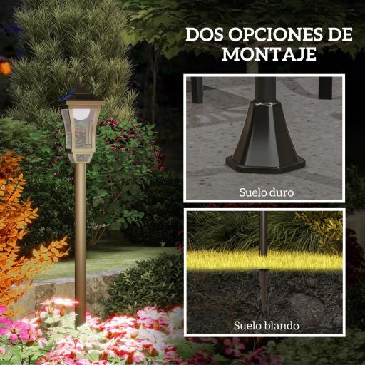 Farol Solar de Jardín con 6h de Autonomía y Anclaje de Suelo Farol de Exterior en ABS y Policarbonato Ø15x127 cm Negro [7]