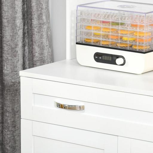Mueble Aparador auxiliar de Cocina Alacena Armario de Comedor con Estantes Interiores Ajustables y Cajón 80x48x170 cm Blanco [8]