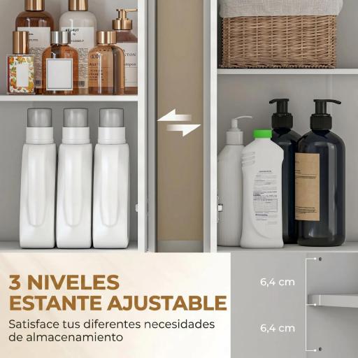 Armario Alto de Baño Columna de Baño Estrecha con 3 Estantes Abiertos Cajón Acanalado Estante Ajustable Blanco [8]