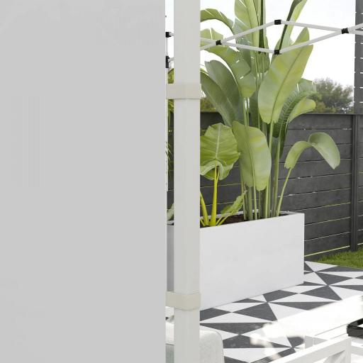  2 Paredes Laterales para Carpa 295x195 cm con Ventana Enrollable y Puerta con Cremallera para Carpa 3x3 m o 3x6 m Blanco [2]