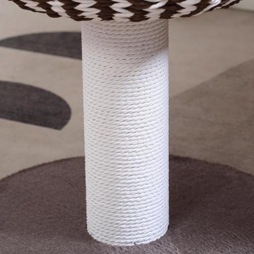 Árbol Rascador para Gatos Pequeño Altura 52 cm Torre Escalador de Gato con Cama Redonda Cojín de Felpa Suave y Poste Rascador 50x50x52 cm Café y Blanco [5]