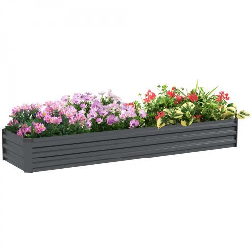 Jardinera Exterior Grande Rectangular de Acero Galvanizado Huerto Urbano con Base Abierta 240x60x30 cm Gris Oscuro [9]