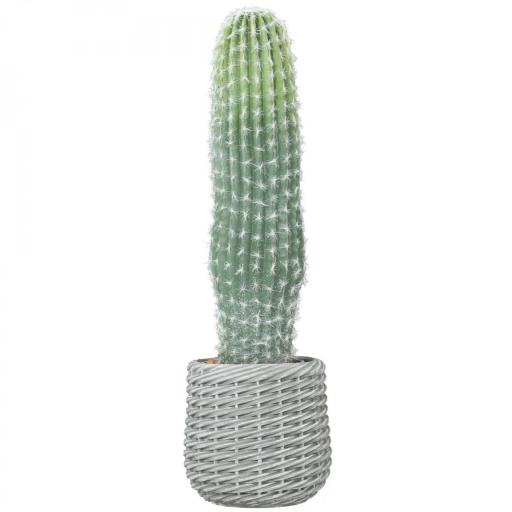 Cactus Artificial 66 cm, Planta Artificial Decorativa con Maceta para Decoración del Interior Verde [9]