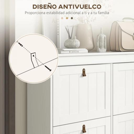 Zapatero Estrecho con 4 Puertas Abatibles y Estantes Ajustables para 20 Pares de Zapatos con Antivuelco 105x24x82,5 cm [4]