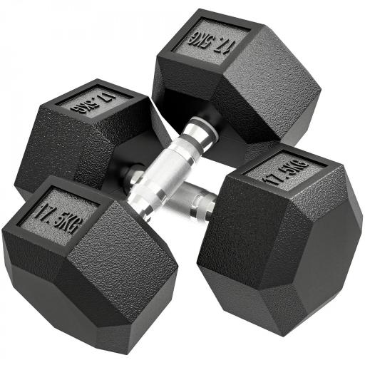  Set de 2 Mancuernas Hexagonales de 2x17,5 kg de Hierro Fundido Recubiertas en Goma para Entrenamiento en Casa Gimnasio [9]