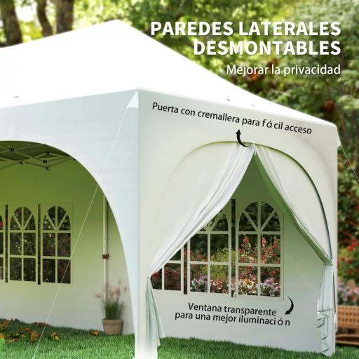 Carpa Plegable 6x3 m Pop-up con 6 Laterales Desmontables Altura Ajustable y Bolsa de Transporte Gris Claro [7]