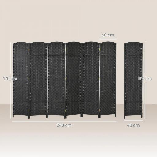 Biombo Separador de Ambientes de 6 Paneles Biombo Plegable 240x170 cm para Salón Dormitorio Oficina Negro [1]