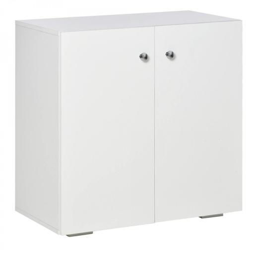 Aparador de Salón con 2 Puertas Armario Auxiliar con 2 Estantes para Libros Ropa Juguetes Estilo Moderno 70x39x70 cm Blanco [3]
