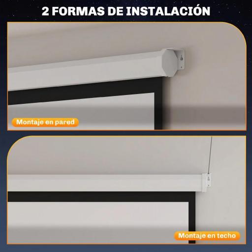 Pantalla de Proyector Eléctrica 92 Pulgadas Pantalla de Proyección con Control Remoto Formato 1:1 HD 4K Blanco [1]