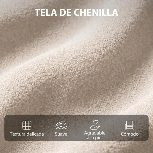 Sillón de Masaje Reclinable con Reposapiés 2 Zonas de Masaje Respaldo Alto Bolsillos Tapizado en Chenilla Crema [3]