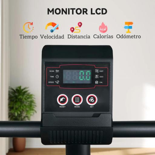 Bicicleta Estática en Casa con Respaldo Resistencia Magnética Ajustable y Pantalla LCD 103-139x61x100,5 cm Negro [3]