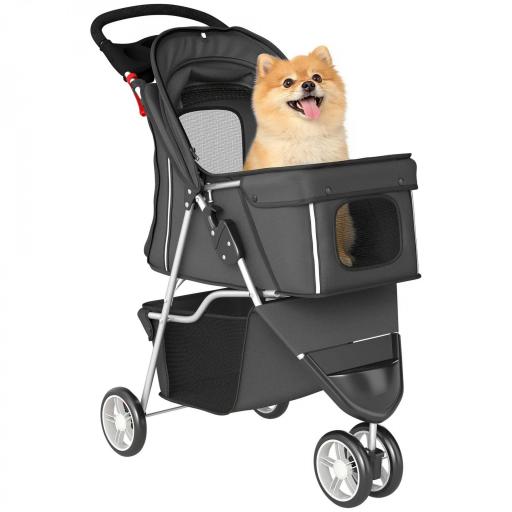 Carrito para Perros Pequeños con Cesta de Almacenaje Ventanas de Malla y Cinturón de Seguridad 77x44x102 cm Gris Oscuro [8]