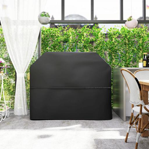 Funda para Barbacoa Exterior Impermeable de Tela Oxford 600D con Ventilación y Cierres de Velcro Negro 147x61x122 cm [2]